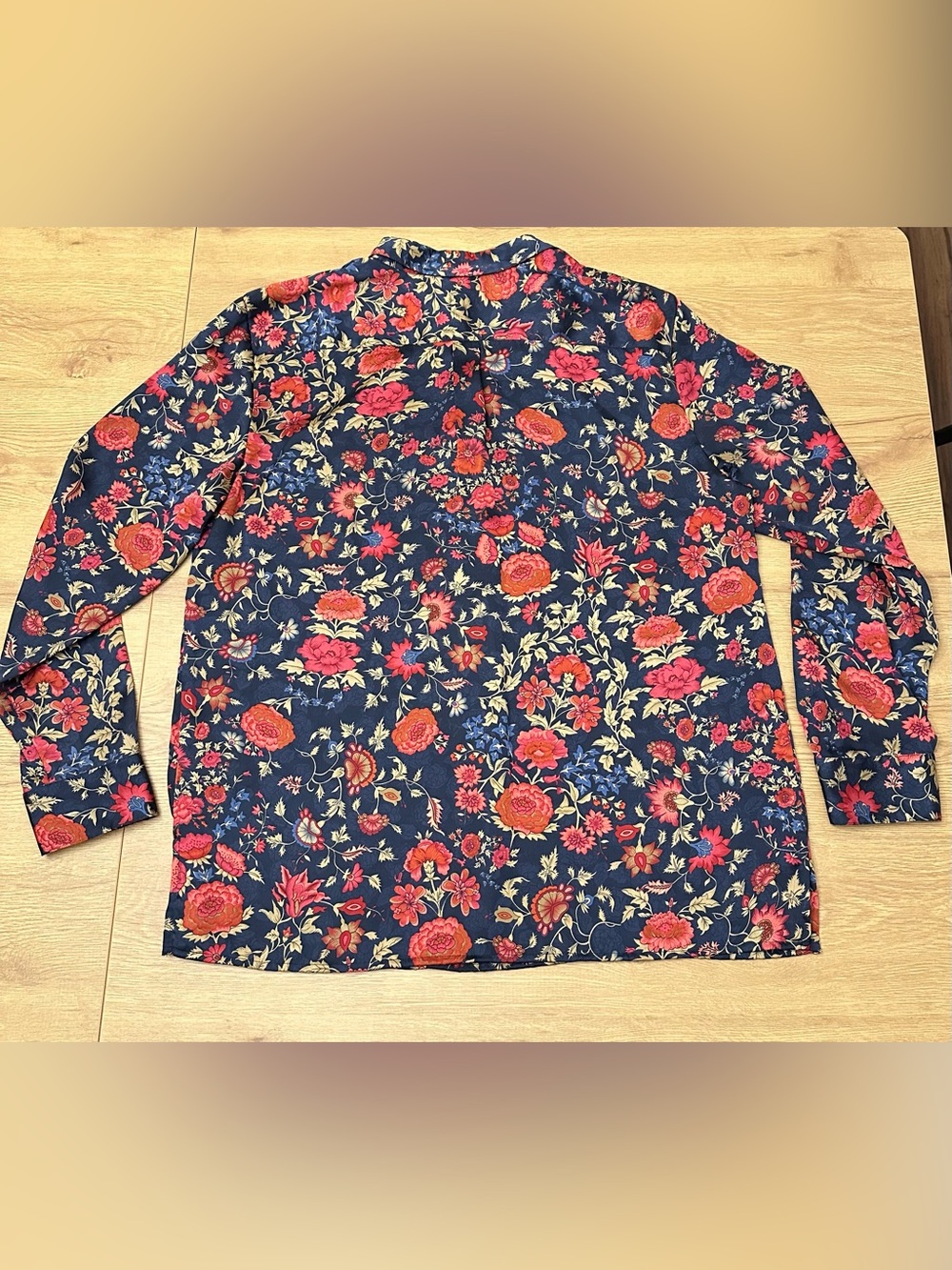 Lauren Ralph Lauren Navy Dark Floral Blouse Moody Career Wear Button Down